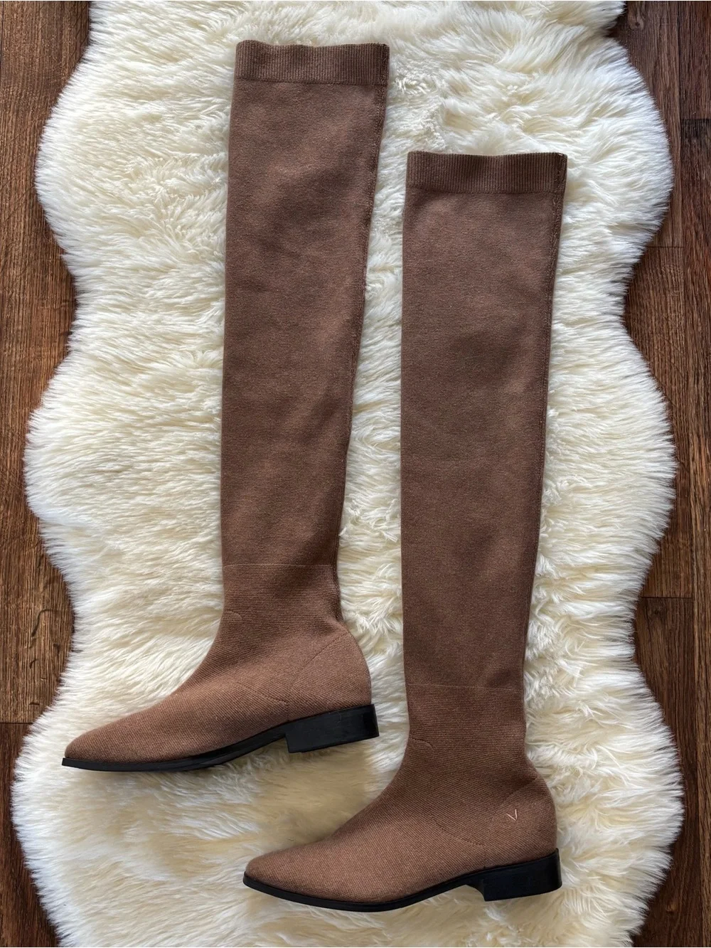 Vivaia Madeline Round-Toe Water-Repellent Wool Over-the-Knee Boots Brown 10.5/42